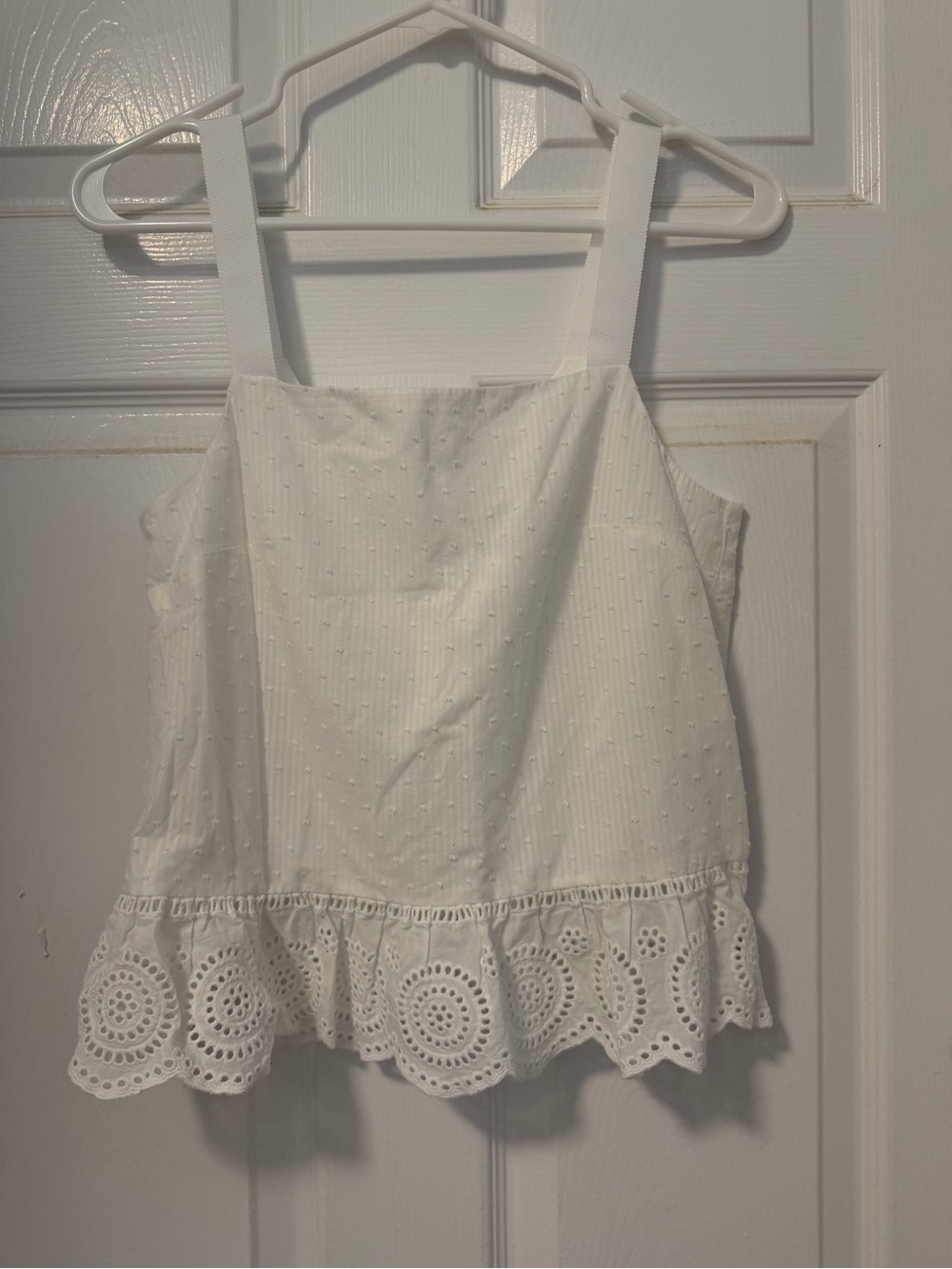 J. Crew White Eyelet Square-Neck Tank Top